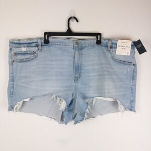 Abercrombie & Fitch Light Blue High-Waist Distressed Denim Shorts